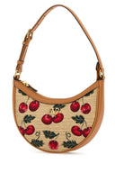 Valentino Garavani Embroidered Raffia Mini V Logo Signature Shoulder Bag