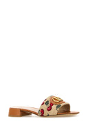 Valentino Garavani Embroidered Raffia V Logo Signature Slippers