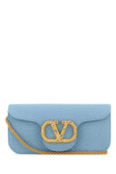 Valentino Garavani lyseblått stoff locé clutch