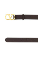 Valentino Garavani Dark Brown Leather V Logo Signature Belt