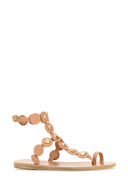 Ancient Greek Peach Leather Thong Sandals