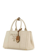 Prada Sand Canvas Shopping Bag