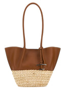 Tod's Two Tone Leather And Raffia Small Shopping Bag