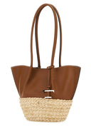 Tod's Two Tone Leather And Raffia Small Shopping Bag