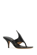 Salvatore Ferragamo Black Leather Lyrai Thong Mules