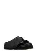 The Attico Black Leather Mini Robin Slippers