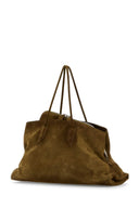 Borsa shopping La Passeggiata grande in pelle scamosciata color kaki Attico