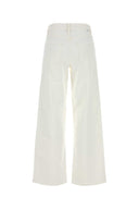 Mother White Stretch Denim The Spinner Wide Leg Jeans