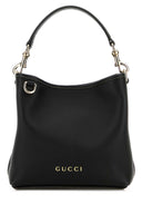 Gucci Black Leather Gg Emblem Bucket Bag
