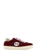 Gucci Burgundy Fabric And Suede Sneakers