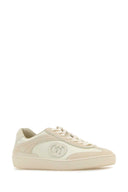Gucci Ivory Fabric And Suede Sneakers
