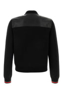Gucci Black Nappa Leather and Knit Bomber Chaqueta