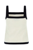 Gucci White Stretch Crochet Tank Top