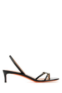 Santoni Black Leather Virna Sandals