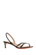 Santoni Black Leather Virna Sandals