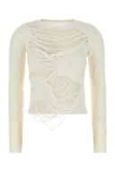 Mm6 Maison Margiela Ivory Cotton Blend Sweater
