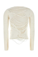Mm6 Maison Margiela Ivory Cotton Blend Sweater