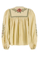 Farm Rio Cream Linen Blend Blouse