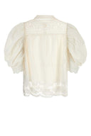 Farm Rio White Linen Blend Blouse