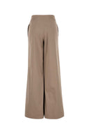 Alberta Ferretti Cappuccino Stretch Cotton Wide Leg Pant