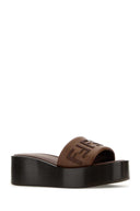Fendi Brown Leather Fendi Sunshine Slippers