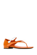 Miu Miu Orange Leather Thong Sandals