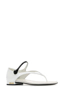 Miu Miu White Leather Thong Sandals