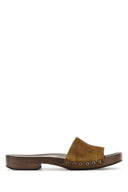 Miu Miu Camel Suede Clogs