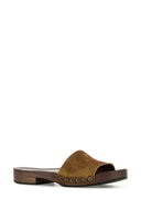 Miu Miu Camel Suede Clogs