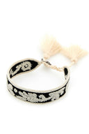 Prada Two Tone Suede And Fabric Bracelet