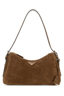Prada Brown Suede Medium Aimã©E Shoulder Bag