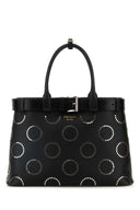 Prada Black Leather Prada Buckle Large Handbag