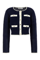 Self Portrait Navy Blue Crochet Cardigan