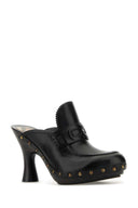 Burberry Black Leather Mules