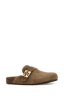 Tory Burch Beige semsket myke tøfler