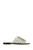 Tory Burch Ivory Leather Ines Slippers