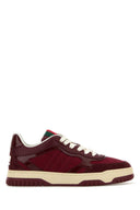 Gucci Burgundy Leather And Gg Supreme Fabric Re Web Sneakers