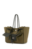 Balenciaga Army Green Canvas Medium Carry All Bel Air Handbag