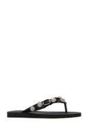 Balenciaga Black Rubber Cagole Thong Slippers