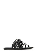 Balenciaga Black Leather City Slippers