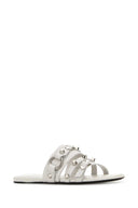 Balenciaga White Leather City Slippers