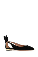 Aquazzura Black Suede Bow Tie Ballet Ballerinas