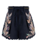 Zimmermann Navy Blue Linen Rhiannon Shorts