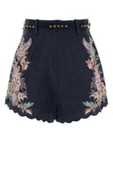 Zimmermann Navy Blue Linen Rhiannon Shorts
