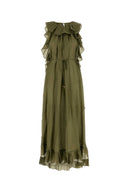 Zimmermann Olive Green Silk Cascadian Dress