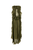 Zimmermann Olive Green Silk Cascadian Dress