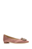 Manolo Blahnik Antiqued Pink Satin Hangisi Ballerinas