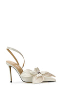 Mach&Mach White Satin Orchid Pumps