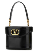 Valentino Garavani Black Leather V Logo Signature Bucket Bag