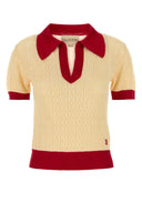 Valentino Garavani Two Tone Linen Blend Polo Shirt